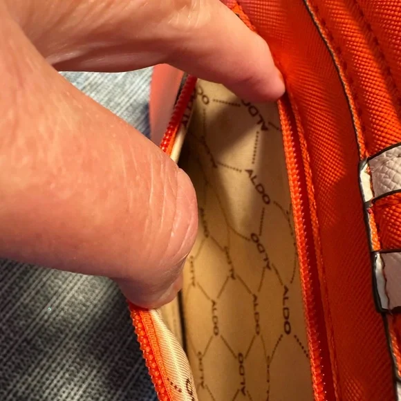 Aldo Orange & White Annie Brooke Satchel - Picture 8 of 15